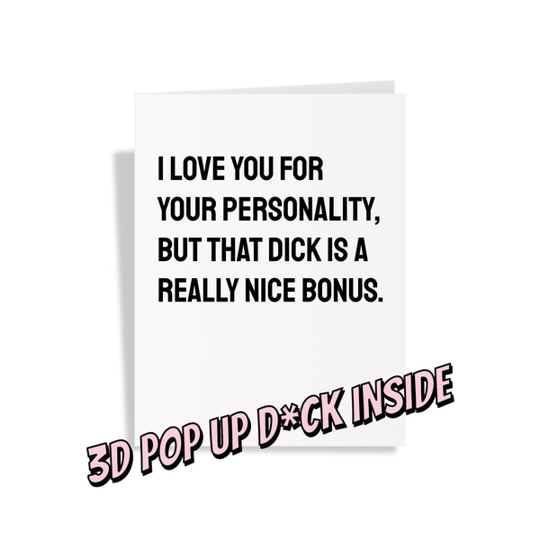 That Dick is a Nice Bonus - Pop Up Dick Card