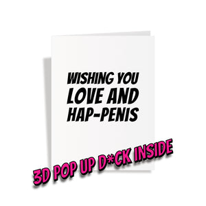Love and Hap-Penis Bachelorette - Pop Up Dick Greeting Card